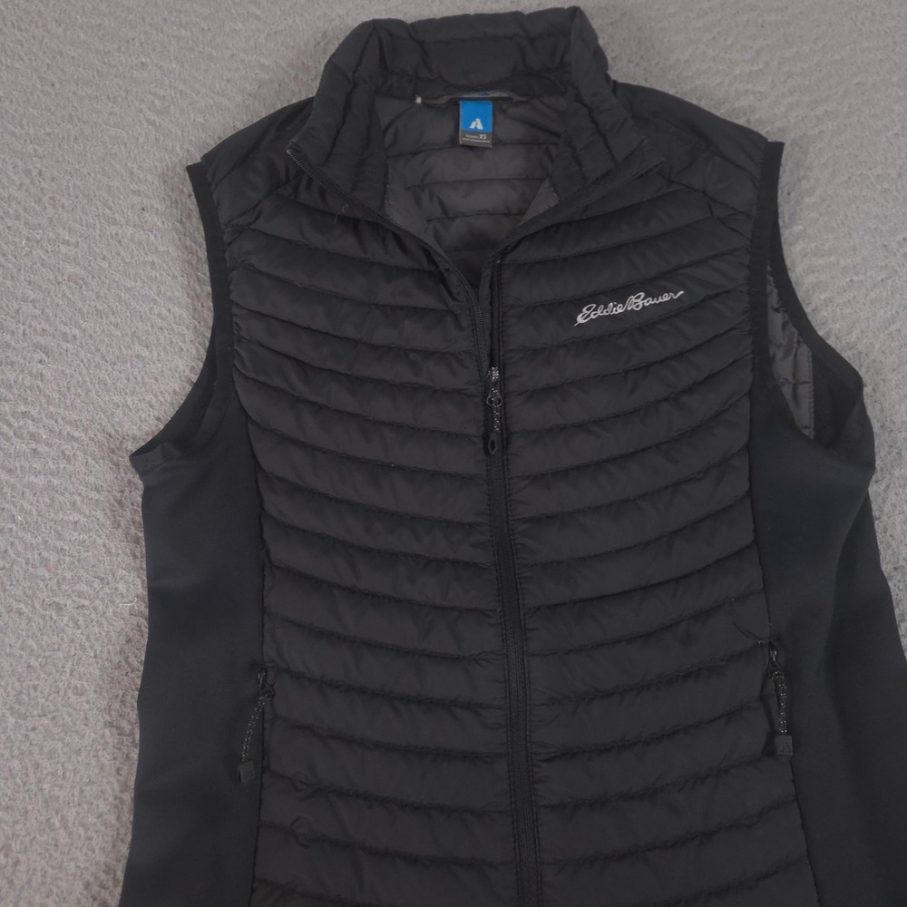 Eddie Bauer Vest Womens XS Black StormDown 800 Quilted Puffer Lightweight Hybrid